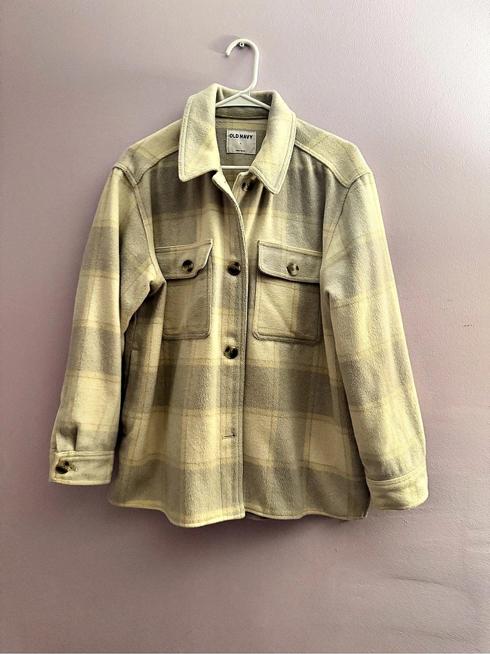Old Navy Plaid Soft-Brushed Utility Shacket Yellow & Brown Large